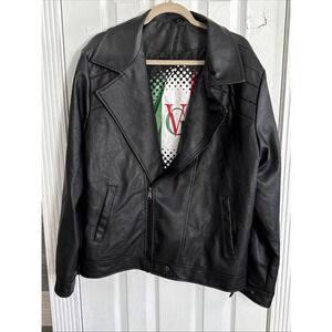 Men's XL VG World Collections Genuine Black Jacket - Pre Owned‎ - Italia